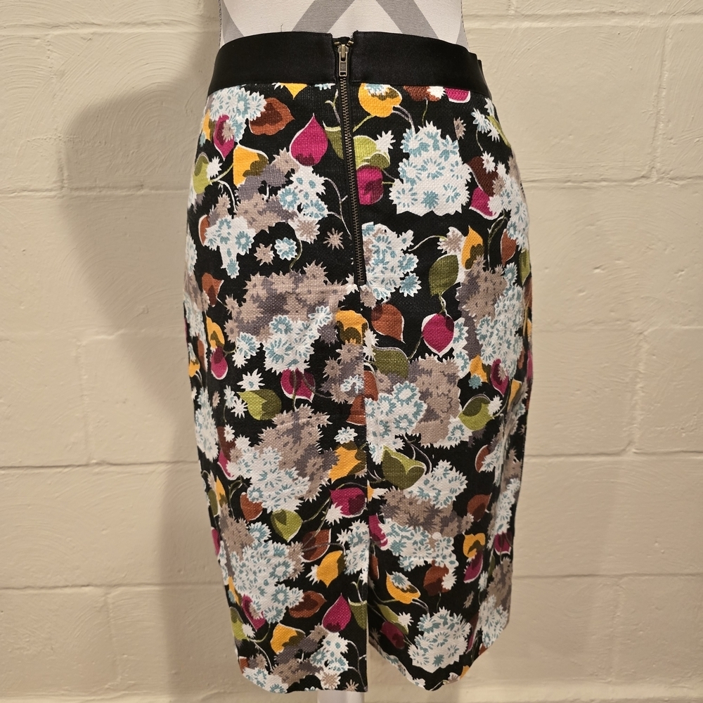 Anthropologie GIRLS FROM SAVOY Midi Pencil Skirt Floral Linen Blend Size 2. - Picture 5 of 13